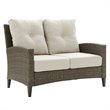 Crosley Rockport Outdoor Wicker High Back Loveseat in Beige