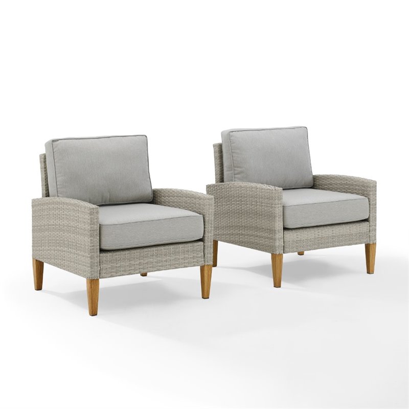 Crosley Furniture Capella Outdoor Wicker / Rattan 2 Piece Chair Set in Gray