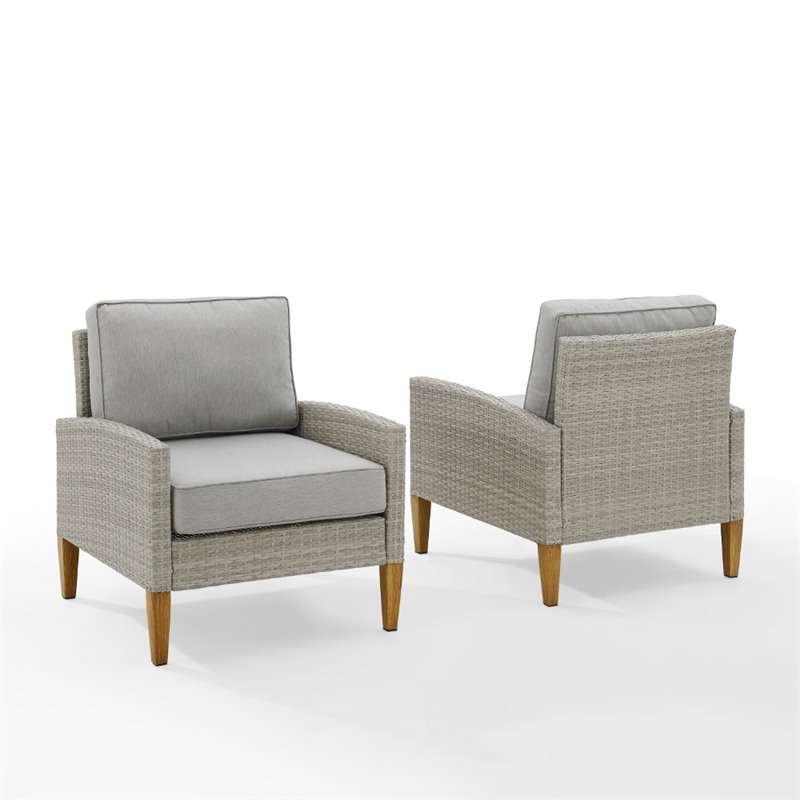 Crosley Furniture Capella Outdoor Wicker / Rattan 2 Piece Chair Set in Gray
