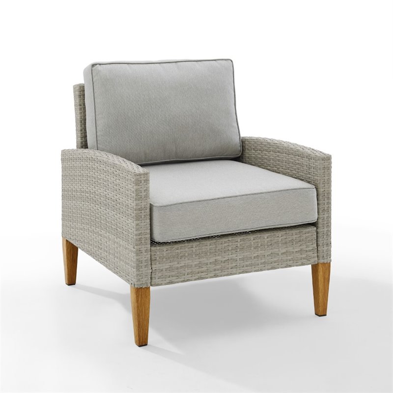 Crosley Furniture Capella Outdoor Wicker / Rattan 2 Piece Chair Set in Gray
