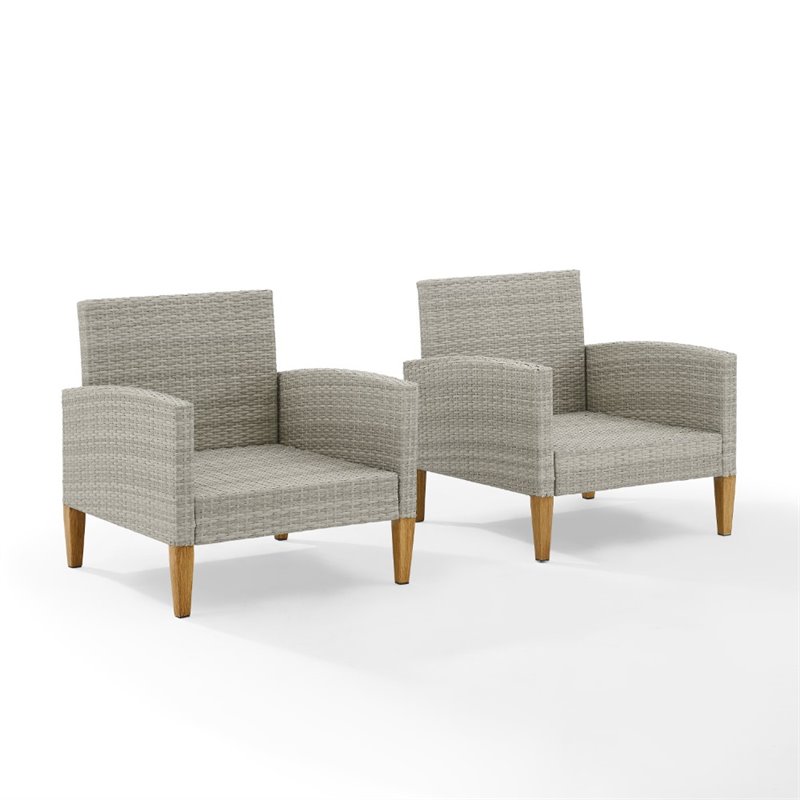 Crosley Furniture Capella Outdoor Wicker / Rattan 2 Piece Chair Set in Gray