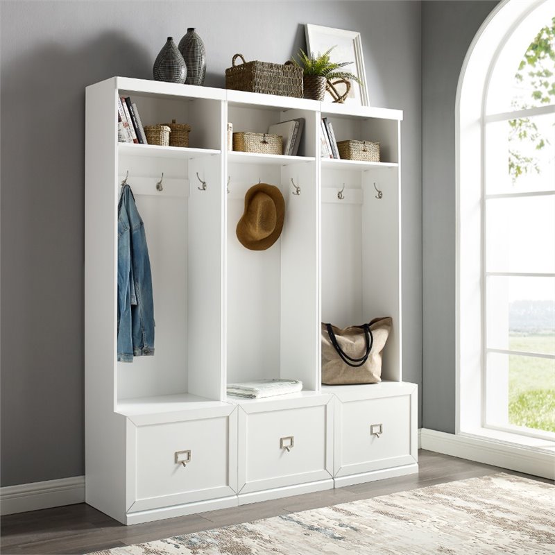 Crosley Furniture Harper 3 Piece MDF Wood Entryway Set in White