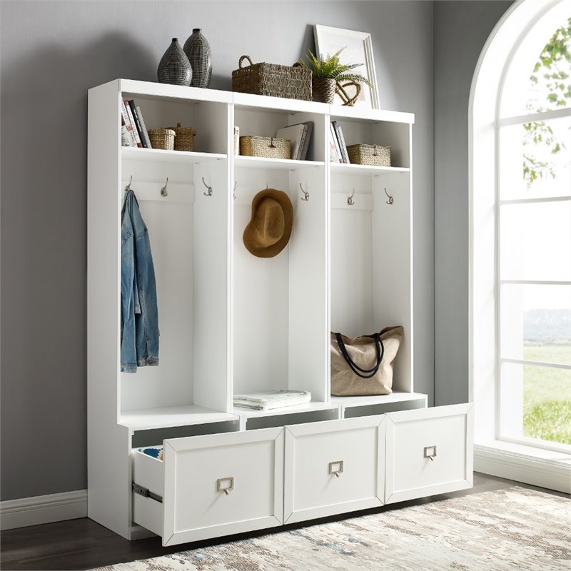 Crosley Furniture Harper 3 Piece MDF Wood Entryway Set in White