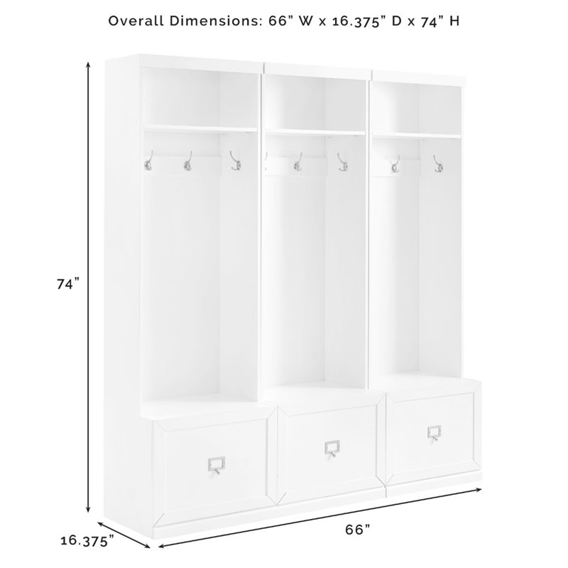 Crosley Furniture Harper 3 Piece MDF Wood Entryway Set in White