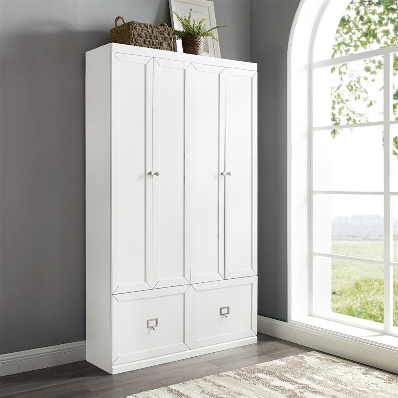 Crosley Furniture Harper 2-Piece Engineered Wood Entryway Set in White
