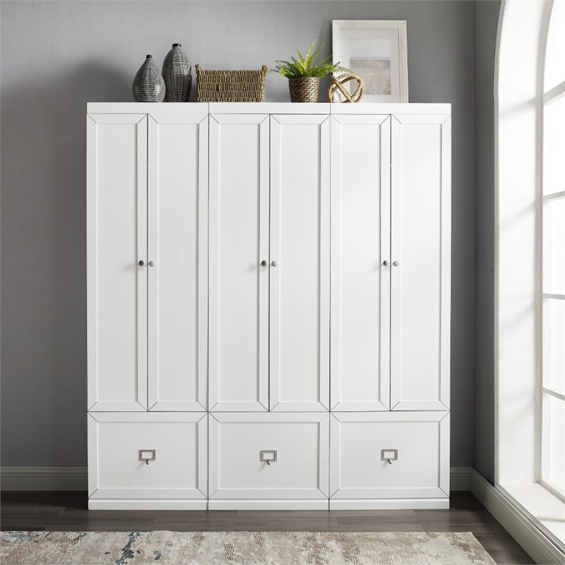 Crosley Furniture Harper 3 Piece MDF Wood Entryway Set in White