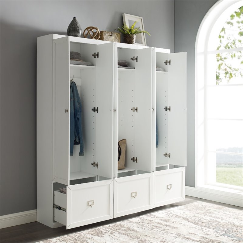 Crosley Furniture Harper 3 Piece MDF Wood Entryway Set in White