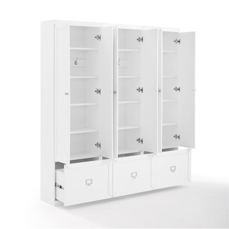Crosley Furniture Harper 3 Piece MDF Wood Entryway Set in White