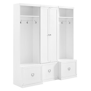 Crosley Furniture Harper 3 Piece MDF Wood Entryway Set in White
