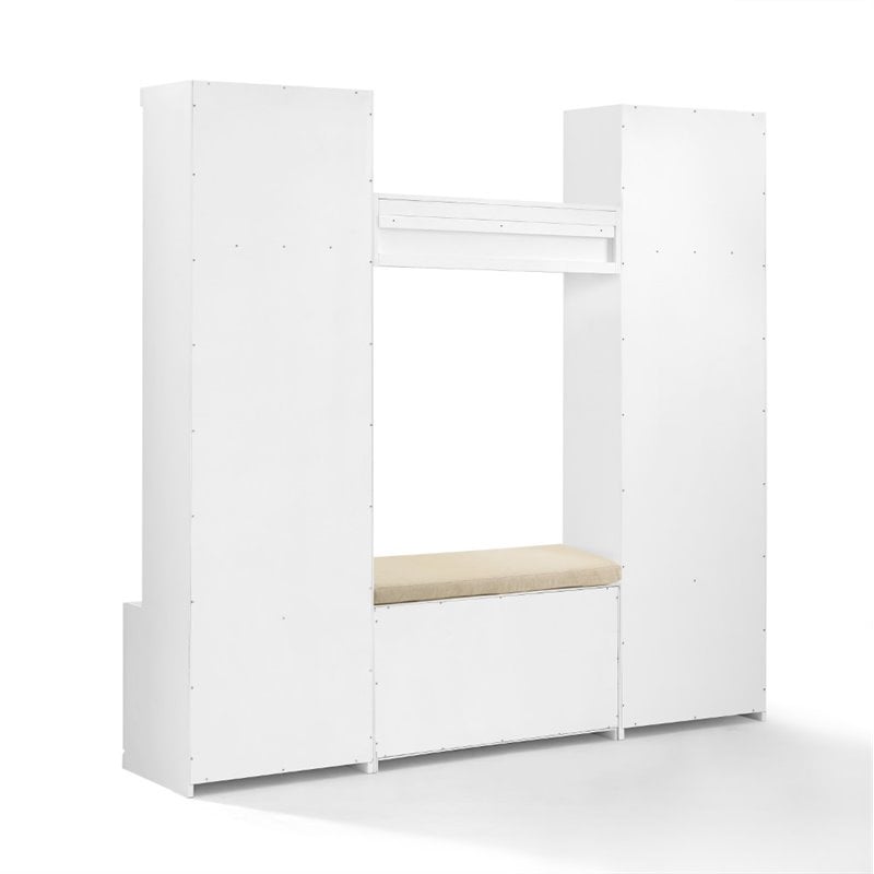 Crosley Furniture Harper 4 Piece Wood Entryway Set in White/Tan