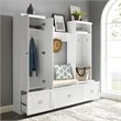 Crosley Furniture Harper 4 Piece Wood Entryway Set in White/Tan