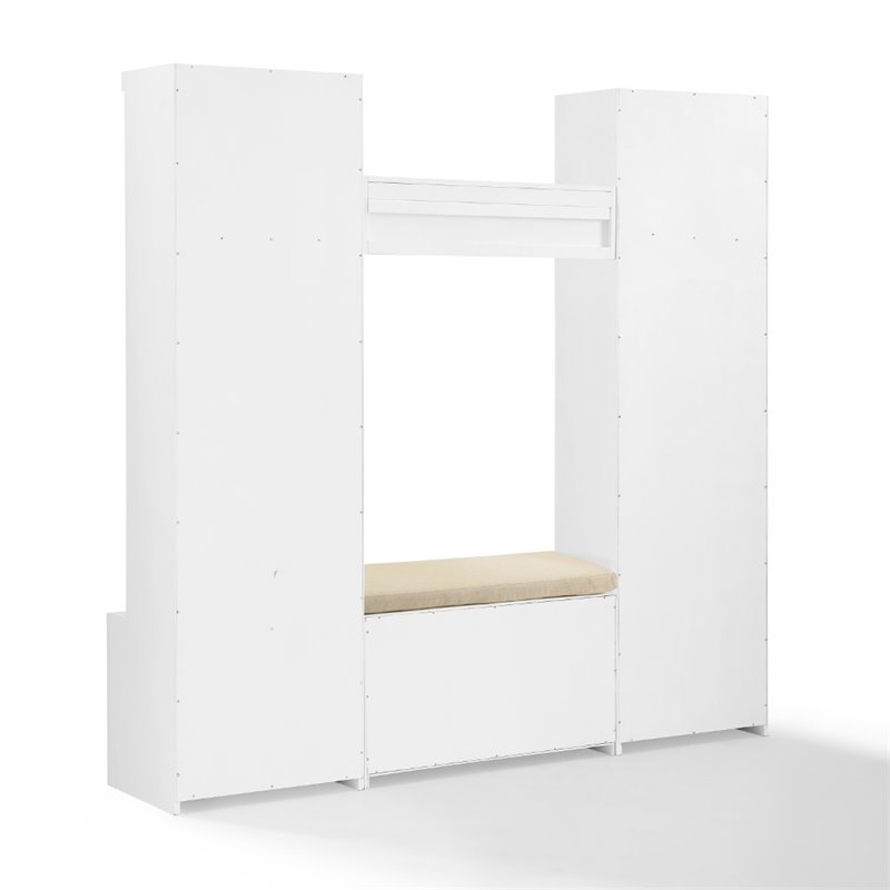 Crosley Furniture Harper 4 Piece Wood Entryway Set in White/Tan