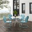 Crosley Furniture Tulip 5 Piece Metal Outdoor Dining Set in Light Blue/White