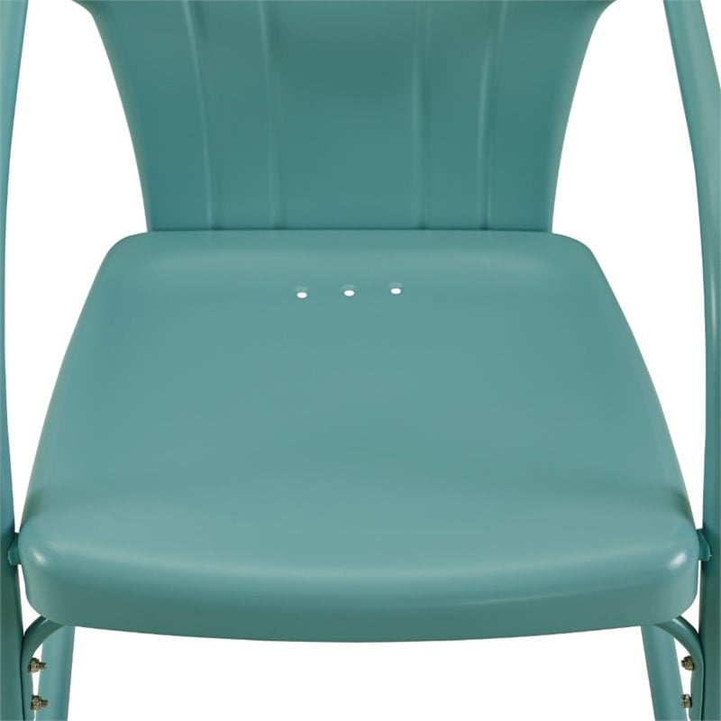 Crosley Furniture Tulip 5 Piece Metal Outdoor Dining Set in Light Blue/White