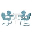 Crosley Furniture Tulip 5 Piece Metal Outdoor Dining Set in Light Blue/White