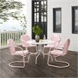 Crosley Furniture Tulip 5 Piece Metal Outdoor Dining Set in Pastel Pink