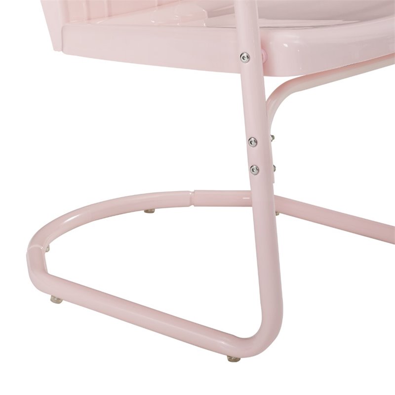 Crosley Furniture Tulip 5 Piece Metal Outdoor Dining Set in Pastel Pink
