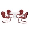 Crosley Furniture Tulip 5 Piece Metal Outdoor Dining Set in Bright Red