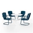 Crosley Furniture Ridgeland 5 Piece Metal Outdoor Dining Set in Navy Gloss