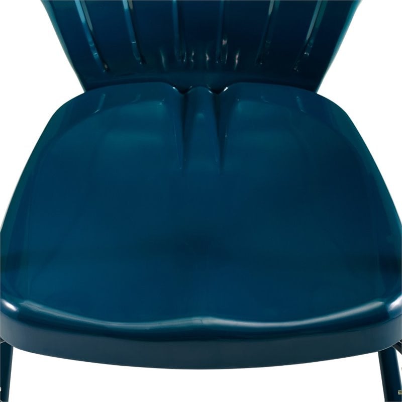 Crosley Furniture Ridgeland 5 Piece Metal Outdoor Dining Set in Navy Gloss