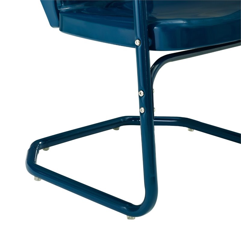 Crosley Furniture Ridgeland 5 Piece Metal Outdoor Dining Set in Navy Gloss