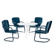 Crosley Furniture Ridgeland 5 Piece Metal Outdoor Dining Set in Navy Gloss
