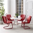 Crosley Furniture Ridgeland 5 Piece Metal Outdoor Dining Set in Bright Red Gloss