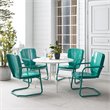 Crosley Furniture Ridgeland 5 Piece Metal Outdoor Dining Set in Turquoise Gloss