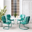 Crosley Furniture Ridgeland 5 Piece Metal Outdoor Dining Set in Turquoise Gloss