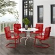 Crosley Furniture Bates 5 Piece Metal Outdoor Dining Set in Bright Red Gloss