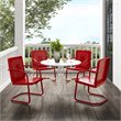 Crosley Furniture Bates 5 Piece Metal Outdoor Dining Set in Bright Red Gloss