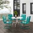 Crosley Furniture Bates 5 Piece Metal Outdoor Dining Set in Turquoise Gloss