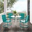 Crosley Furniture Bates 5 Piece Metal Outdoor Dining Set in Turquoise Gloss