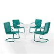 Crosley Furniture Bates 5 Piece Metal Outdoor Dining Set in Turquoise Gloss