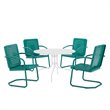 Crosley Furniture Bates 5 Piece Metal Outdoor Dining Set in Turquoise Gloss