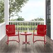 Crosley Furniture Bates 3 Piece Metal Outdoor Chair Set in Bright Red Gloss