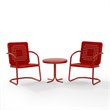 Crosley Furniture Bates 3 Piece Metal Outdoor Chair Set in Bright Red Gloss