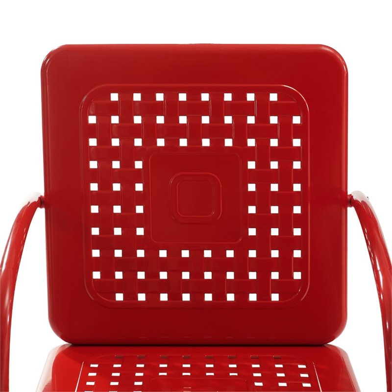 Crosley Furniture Bates 3 Piece Metal Outdoor Chair Set in Bright Red Gloss