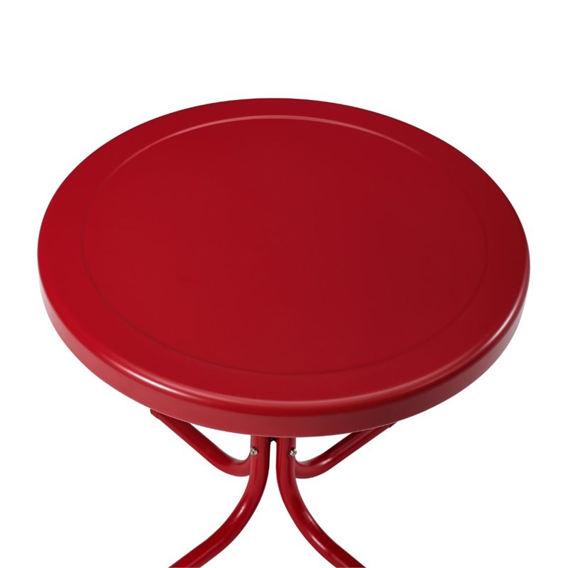 Crosley Furniture Bates 3 Piece Metal Outdoor Chair Set in Bright Red Gloss