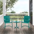 Crosley Furniture Bates 3 Piece Metal Outdoor Chair Set in Turquoise Gloss