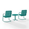 Crosley Furniture Bates 3 Piece Metal Outdoor Chair Set in Turquoise Gloss