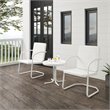 Crosley Furniture Bates 3 Piece Metal Outdoor Chair Set in White Gloss