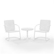 Crosley Furniture Bates 3 Piece Metal Outdoor Chair Set in White Gloss