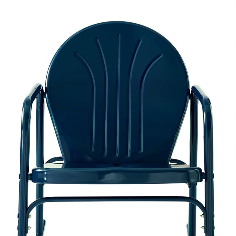 crosley furniture griffith 3 piece metal outdoor rocking chair set in navy gloss