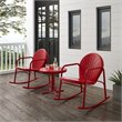 Crosley Furniture Griffith 3 Piece Metal Outdoor Rocking Chair Set in Bright Red