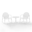 Crosley Furniture Griffith 3 Piece Metal Outdoor Rocking Chair Set in White
