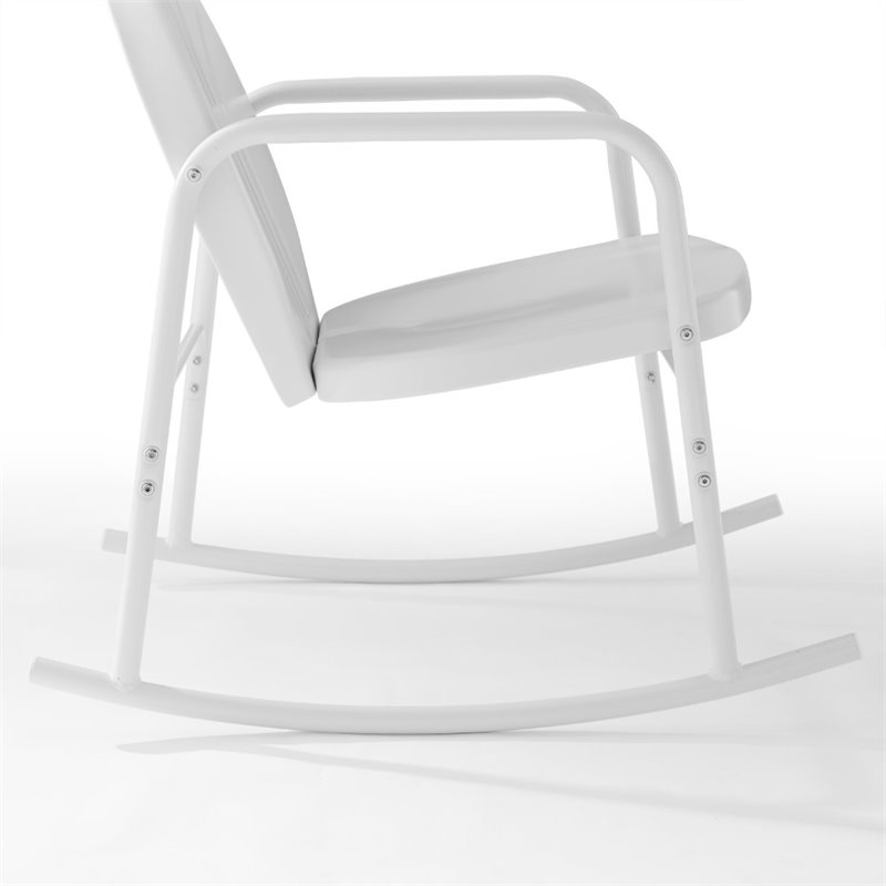 Crosley Furniture Griffith 3 Piece Metal Outdoor Rocking Chair Set in White
