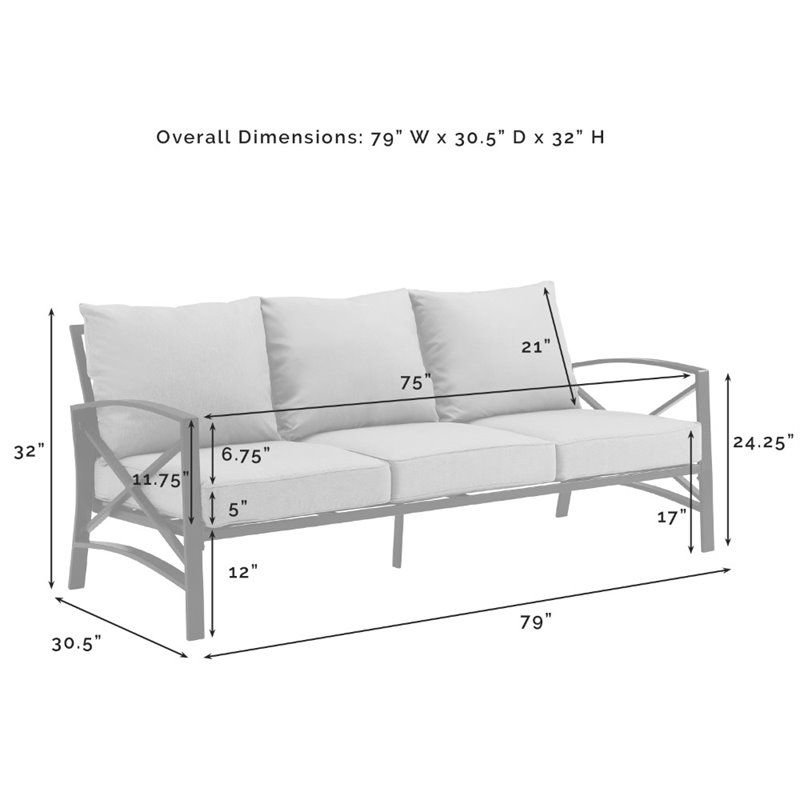 Crosley Kaplan Outdoor Metal Sofa in Mist | Cymax Business