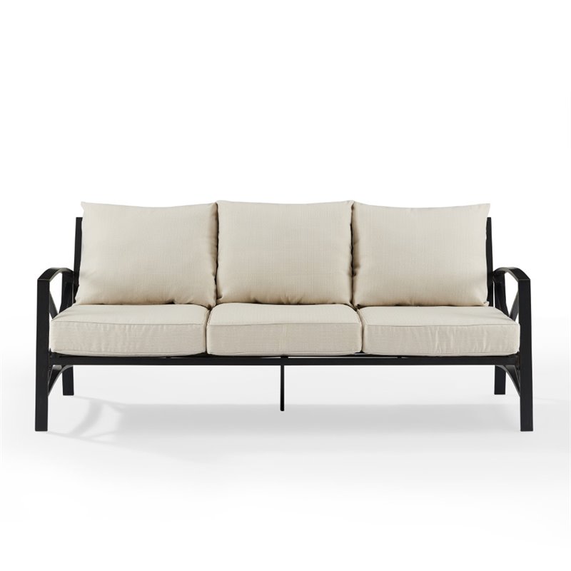 Crosley Furniture Kaplan Outdoor Metal Sofa in Oatmeal/Oil Rubbed