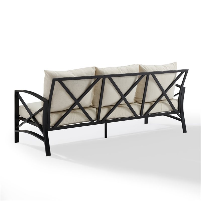 Crosley Furniture Kaplan Outdoor Metal Sofa in Oatmeal/Oil Rubbed Bronze